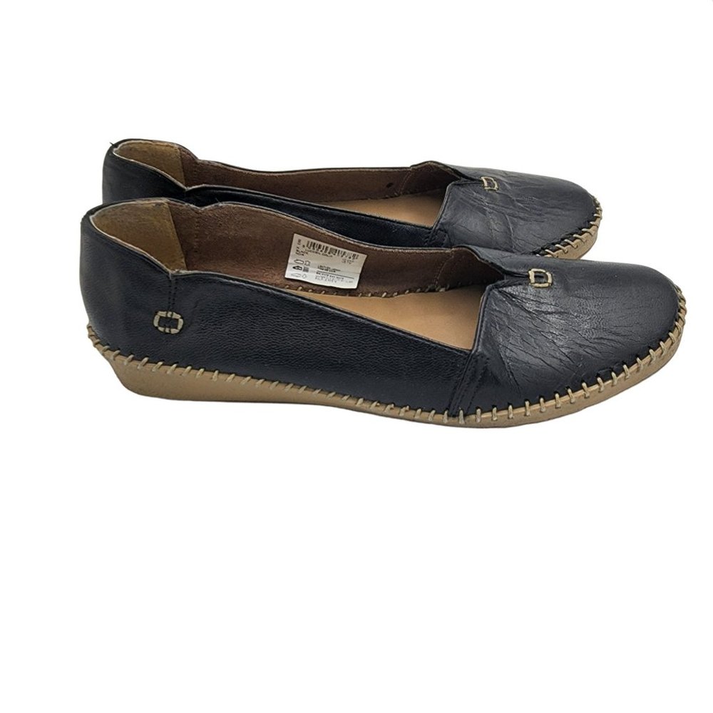 Soul Of Africa Womens Size 7 Loafer Slip On Flat Genuine Black Leather Flex Tech